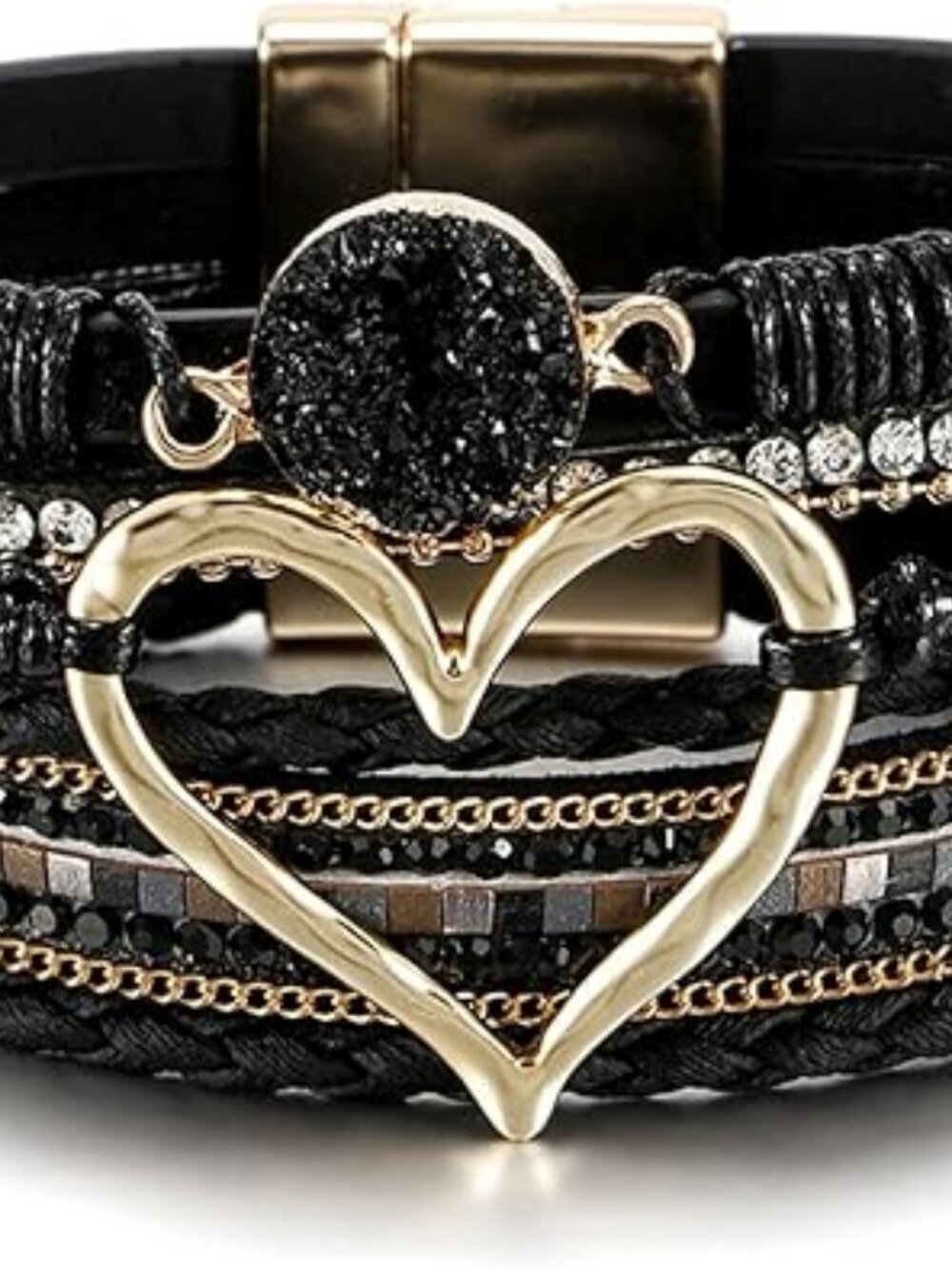 NEW Classy Bracelet Boho Leather Wrap Multi-Layer Heart Chunky Bracelet Gothic